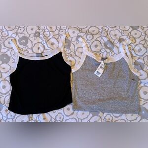 Set of 2 Tilly's Black and Gray Crop Tank Tops One NWT One EUC Size XS
